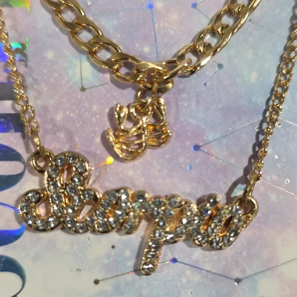 Scorpio Zodiac Necklace – Gold Script Pendant w/ Sparkling Stones Astrology Gift - Picture 5 of 9